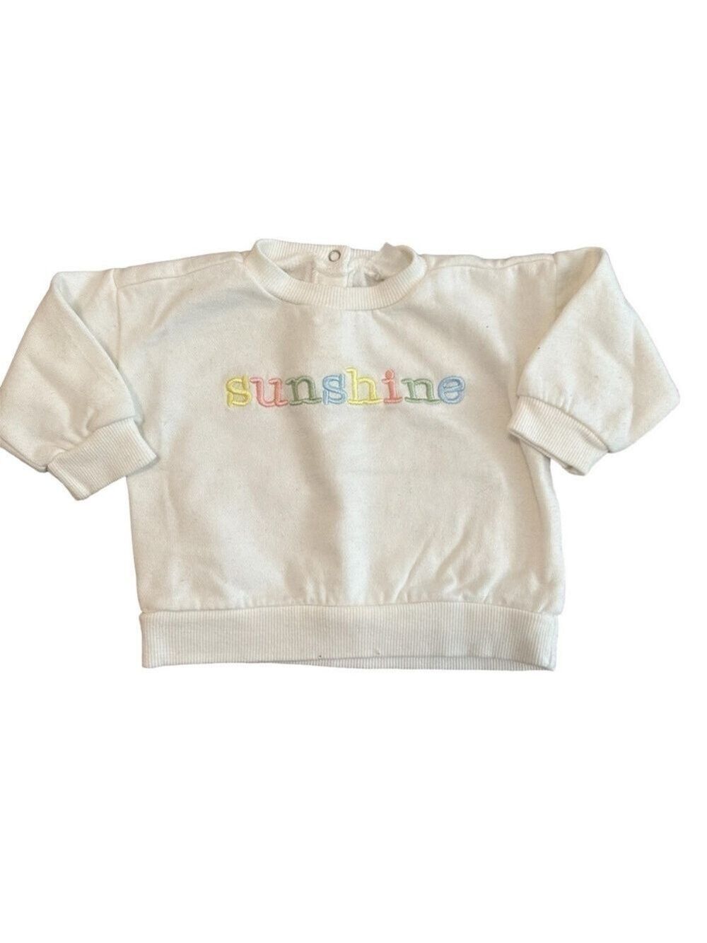 Indigo Baby Embroidered "Sunshine" Logo Crewneck White Sweatshirt Top